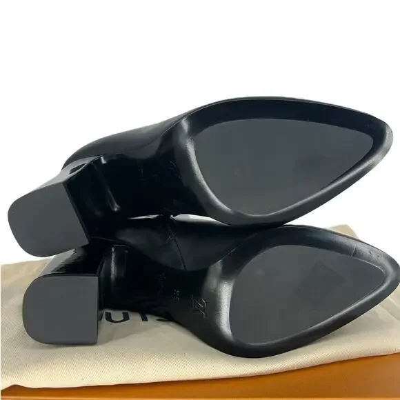 Louis Vuitton Donna Ankle Boots Black Calf Leather Monogram Studs Size 39.5 - Picture 16 of 16